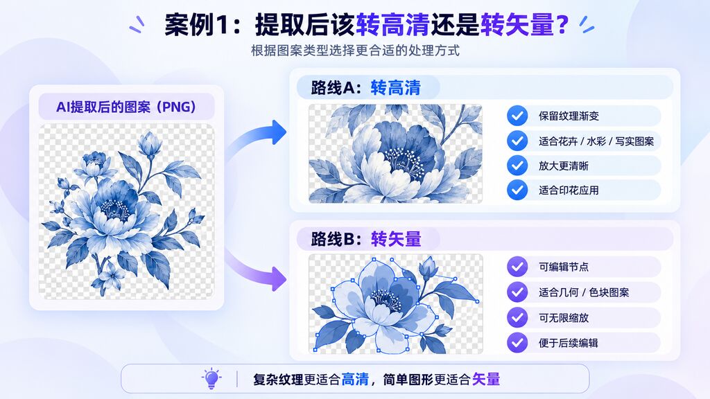 图颜AI 印花高清处理与转矢量细节对比案例图